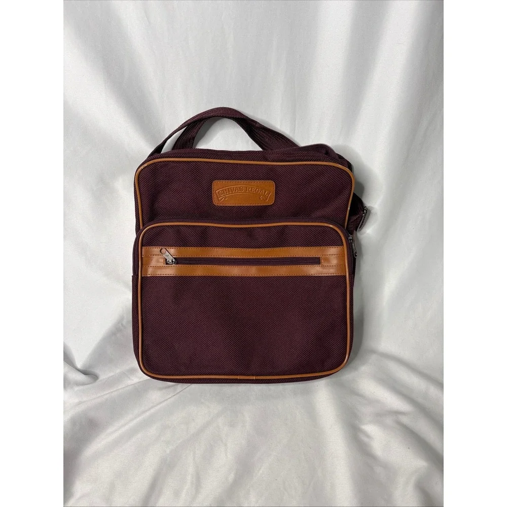 Vintage Chivas Regal Messenger Bag Burgundy Canvas Crossbody‎ Shoulder Bag Retro